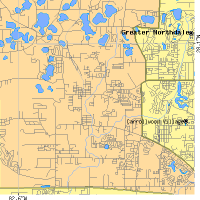 Zip code 33625 close-up map