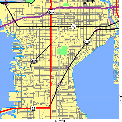 Zip code 33629 close-up map