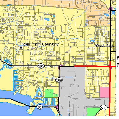 Zip code 33634 close-up map