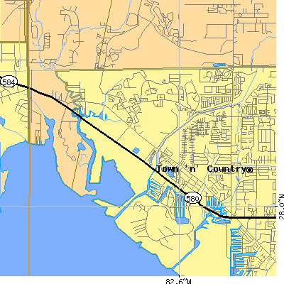 Zip code 33635 close-up map
