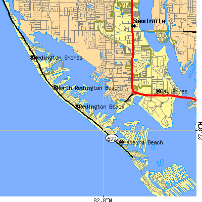 Zip code 33708 close-up map