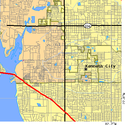 Zip code 33709 close-up map