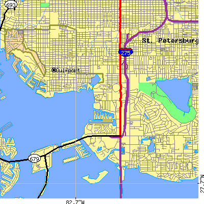 Zip code 33711 close-up map