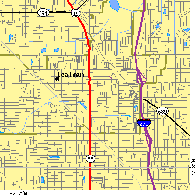 Zip code 33714 close-up map
