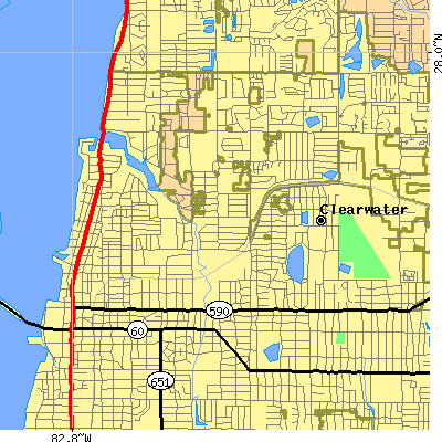 Zip code 33755 close-up map
