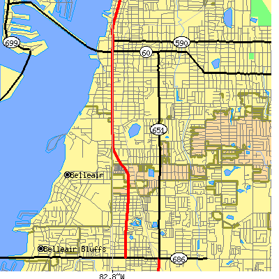 Zip code 33756 close-up map