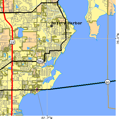 Zip code 33759 close-up map