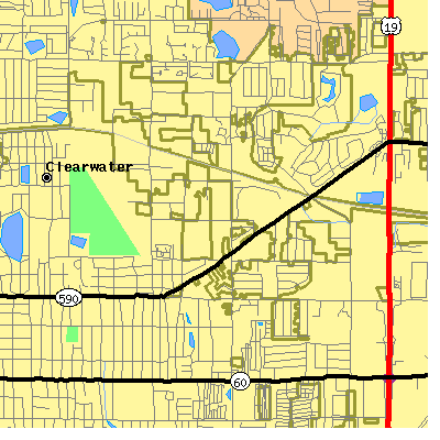 Zip code 33765 close-up map