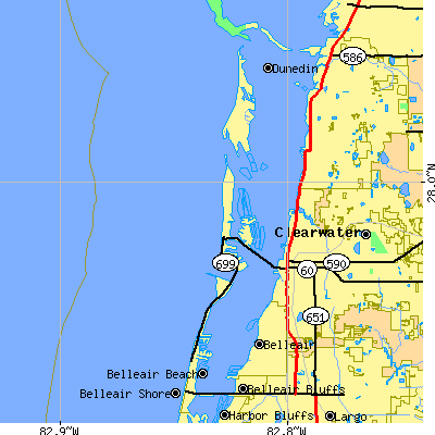 Zip code 33767 close-up map