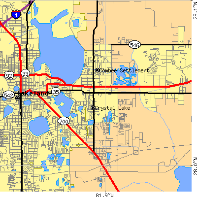 Zip code 33801 close-up map