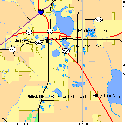 Zip code 33803 close-up map