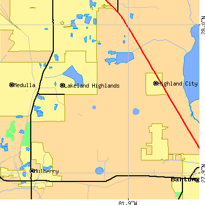 Zip code 33813 close-up map