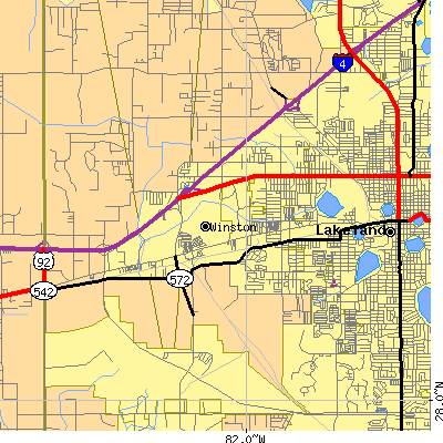 Zip code 33815 close-up map