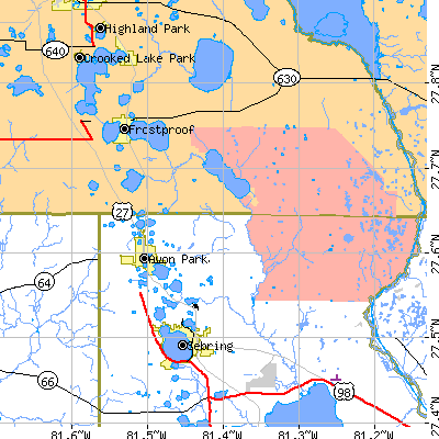 Zip code 33825 close-up map