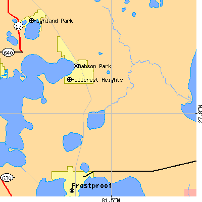 Zip code 33827 close-up map