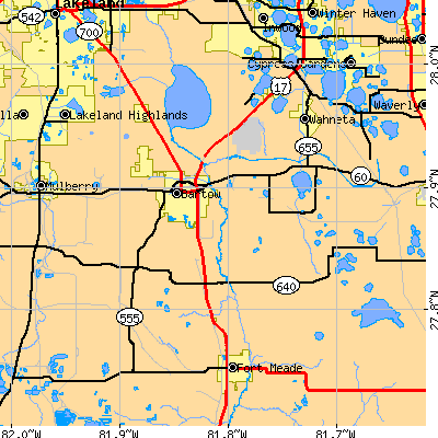 Zip code 33830 close-up map
