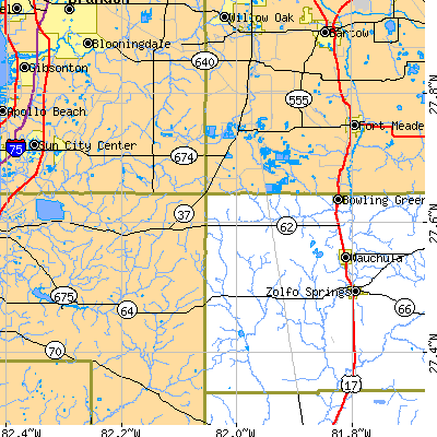 Zip code 33834 close-up map