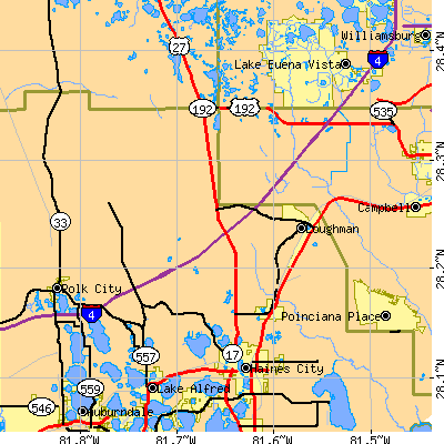 Zip code 33837 close-up map