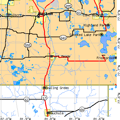 Zip code 33841 close-up map