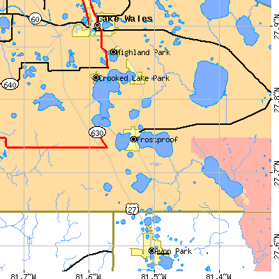 Zip code 33843 close-up map