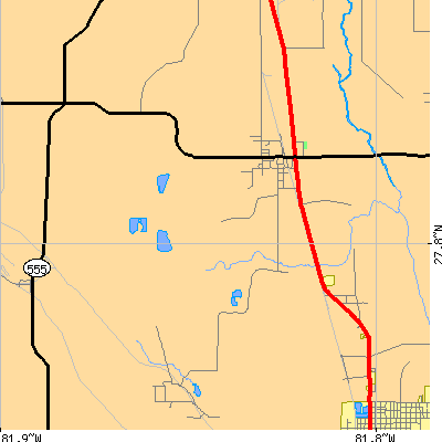 Zip code 33847 close-up map