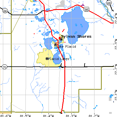 Zip code 33852 close-up map