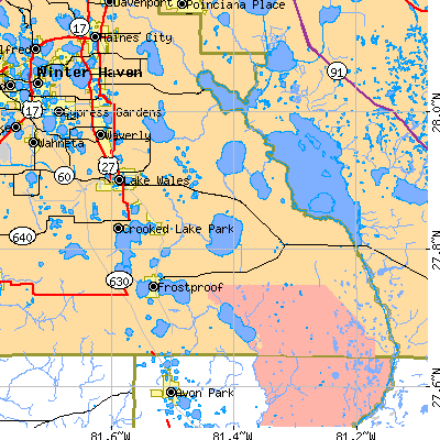 Zip code 33853 close-up map