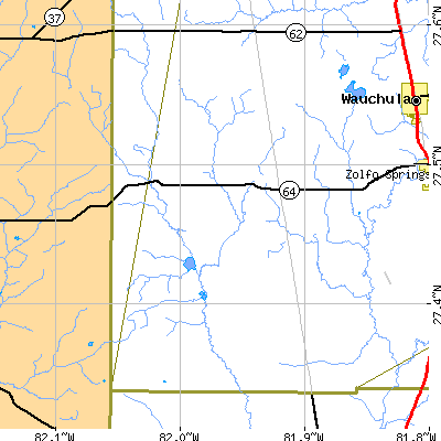 Zip code 33865 close-up map