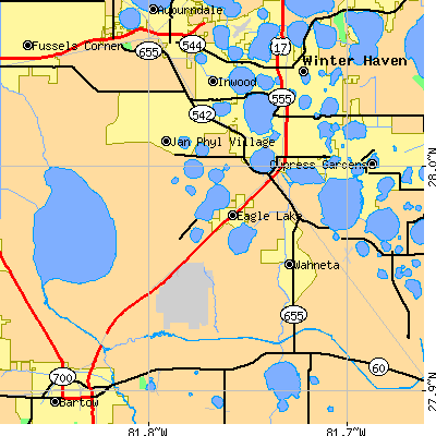 Zip code 33880 close-up map