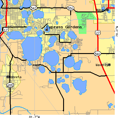 Zip code 33884 close-up map