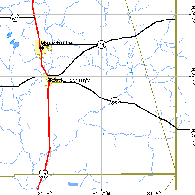 Zip code 33890 close-up map
