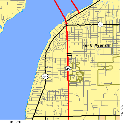 Zip code 33901 close-up map