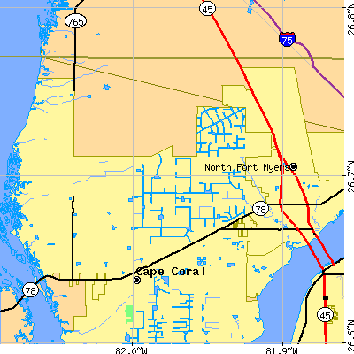 Zip code 33903 close-up map