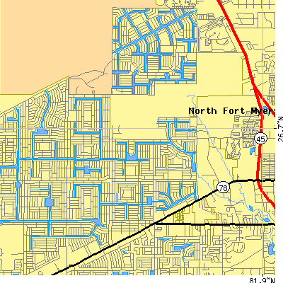 Zip code 33909 close-up map