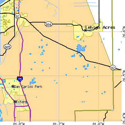 Zip code 33913 close-up map