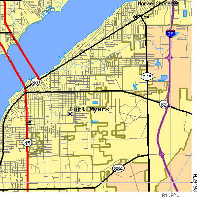 Zip code 33916 close-up map