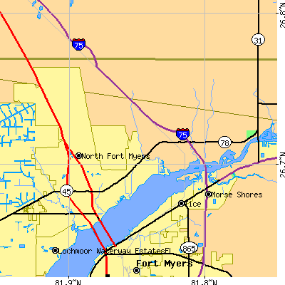 Zip code 33917 close-up map