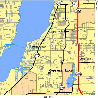 Zip code 33919 close-up map