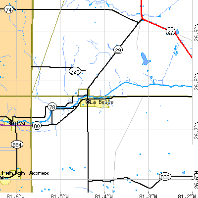 Zip code 33935 close-up map