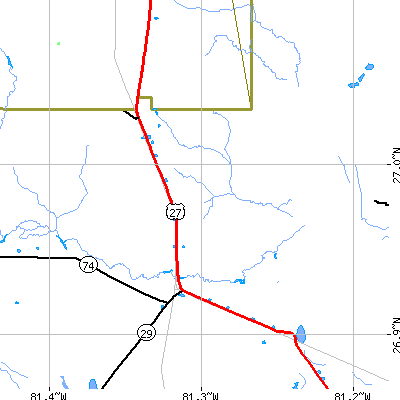 Zip code 33944 close-up map