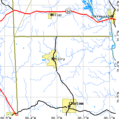 Zip code 36558 close-up map