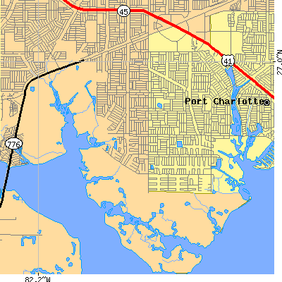Zip code 33948 close-up map