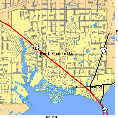 Zip code 33952 close-up map