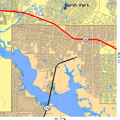 Zip code 33953 close-up map