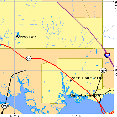 Zip code 33954 close-up map