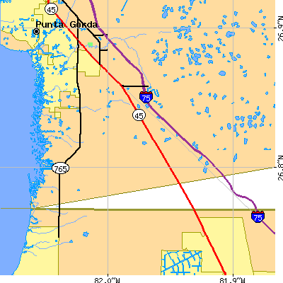 Zip code 33955 close-up map