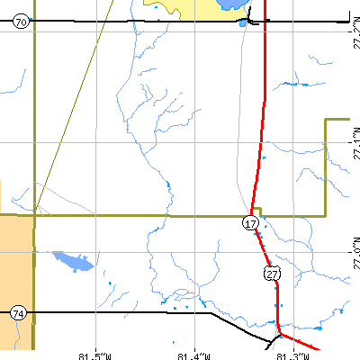 Zip code 33960 close-up map