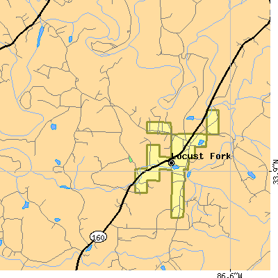 Zip code 35097 close-up map