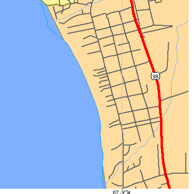 Zip code 36559 close-up map