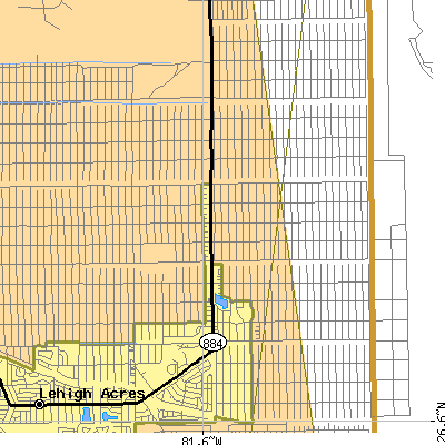 Zip code 33972 close-up map
